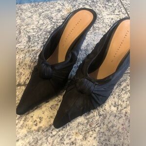 Zara Trafaluc black satin mules. Size 39